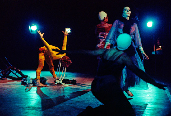 1969-The (Immoral) Story of a Small Town and the Visit of an Old Lady – Christina Gallea (foreground) as the Old Lady- photo:Geoff Howard