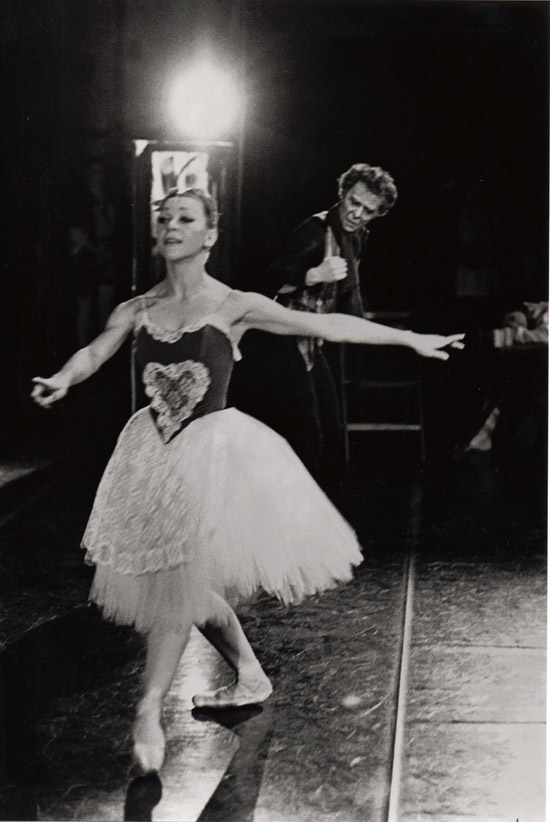 1977- Christine Lassauvageux as Swanilda, Alexander Roy as Dr Coppelius in COPPELIA – photo: Geoff Howard