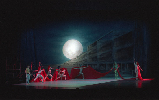 1988-THE MAGIC FLUTE- photo: Dabney Forest – Caroline Heming as The Queen of the Night (R), Mark Longthorn (L) as Tamino